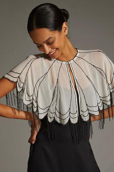 Scallops Embellished Capelet White