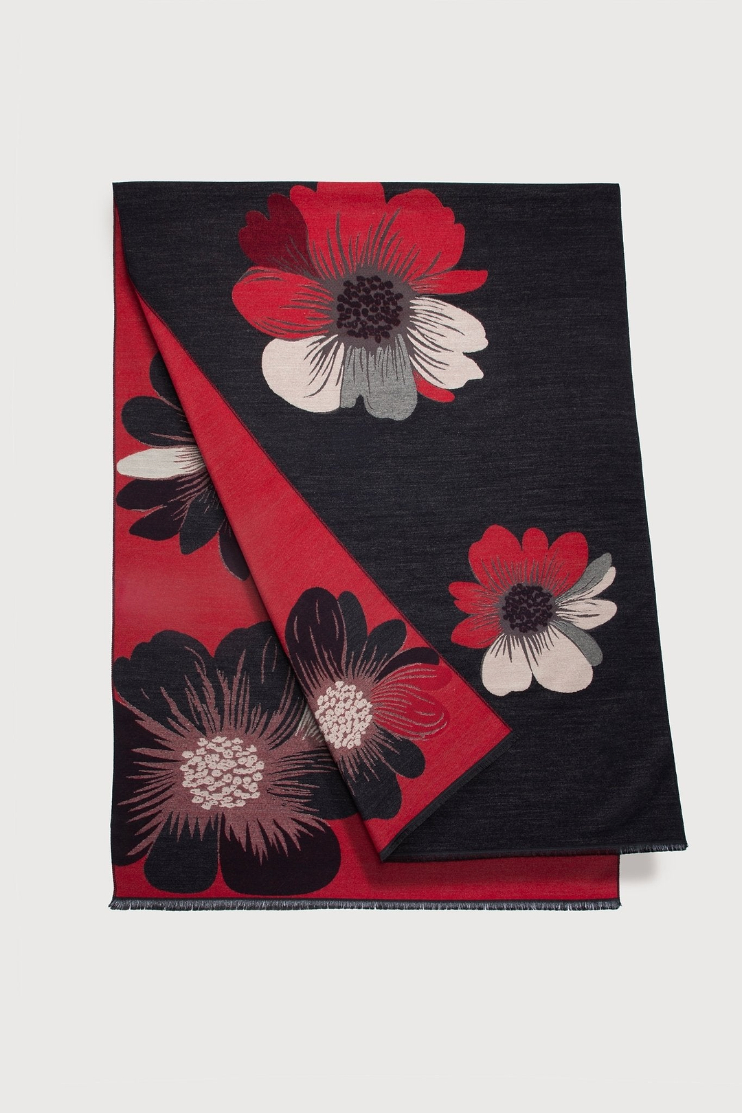 Fresh Floral Reversible Scarf Crimson