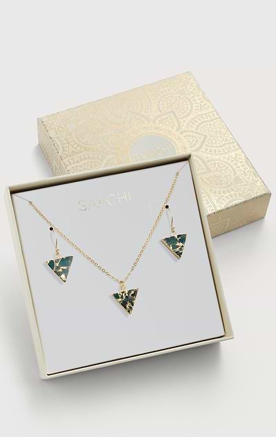 Mojave Mini Triangle Earring and Necklace Set - SAACHI