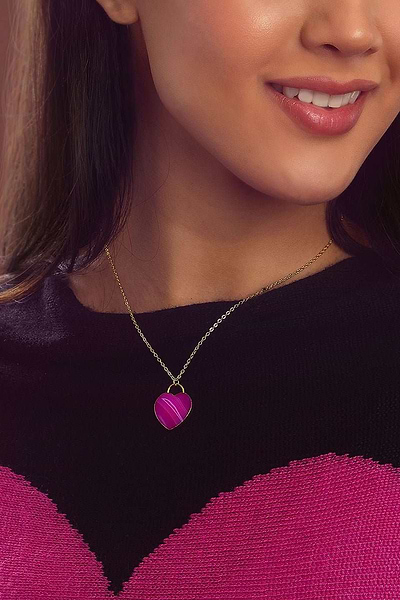 Agate Heart Necklace - SAACHI - Orchid - Necklaces