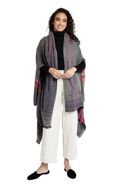 Herringbone Wool Cotton Kimono - SAACHI