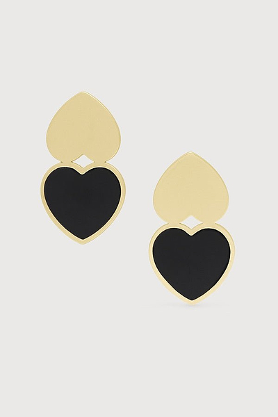 Heart Duo Earrings Black