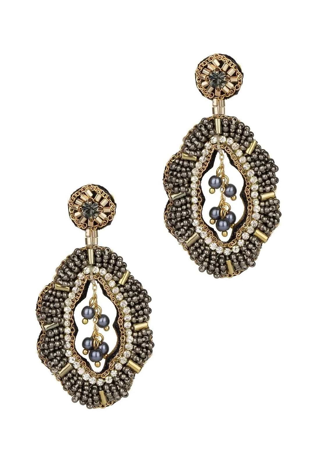 Rococo Beaded Statement Earring Black