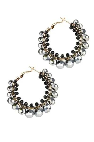 Shaam Beaded Hoop Earring Silver