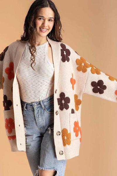 Autumn Floral Knit Cardigan - SAACHI