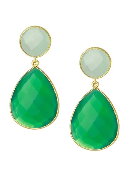 Two-Toned Double Drop Earrings Green