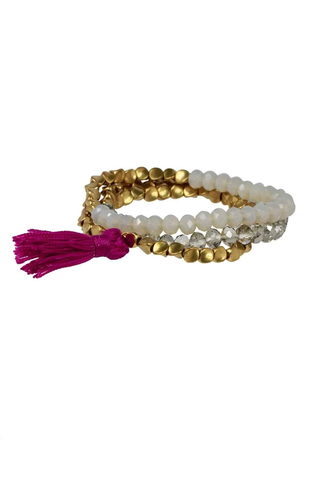 Nisha Beaded Stretch Bracelet Set Gold