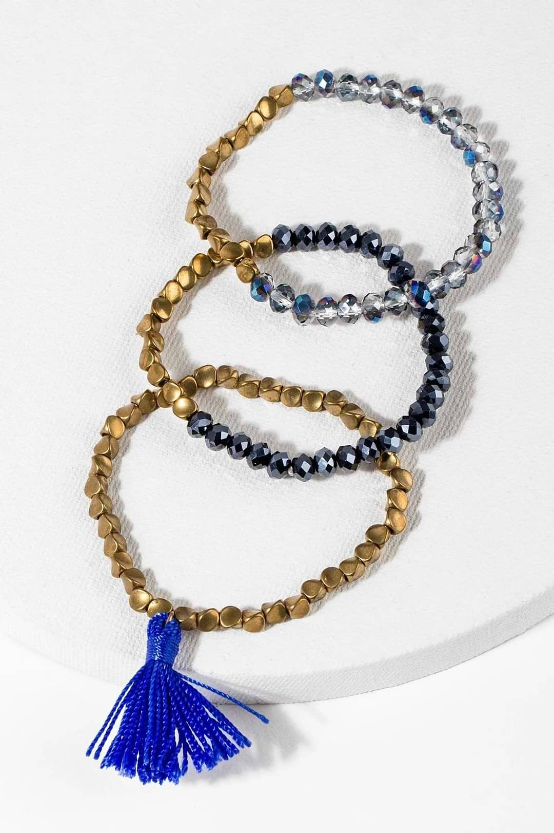 Nisha Beaded Stretch Bracelet Set Midnight Blue