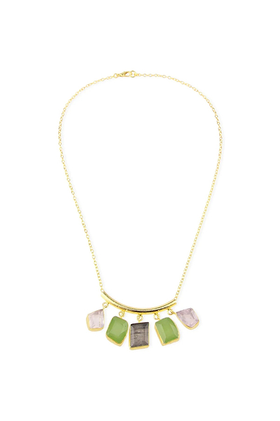 Gemstone Drop Long Necklace Medium Sea Green