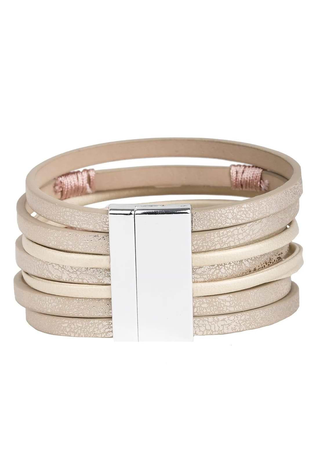 Allium Multi Layered Leather Bracelet Bisque