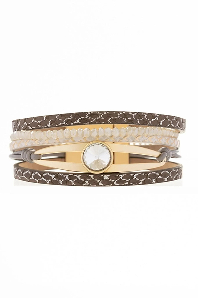 Crystal Adorned Leather Bracelet - SAACHI