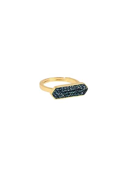Crystal Bar Gold Plated Ring Sky Blue