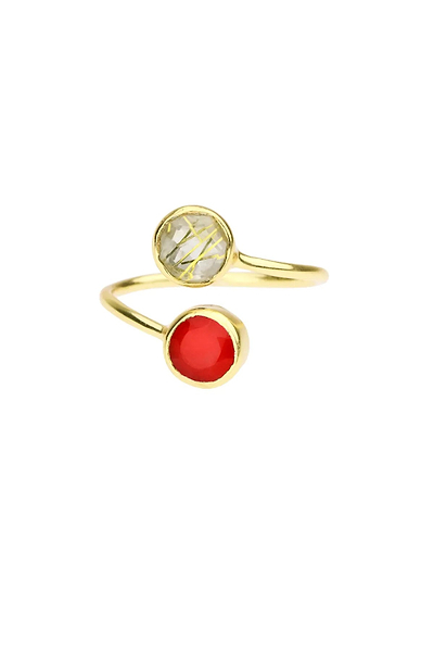 Double Gemstone Ring Red