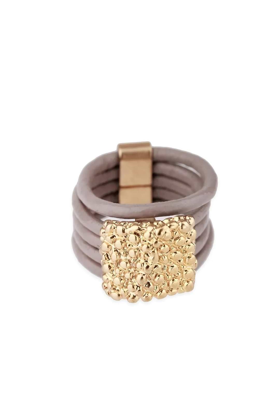 Caviar Leather Ring Gray