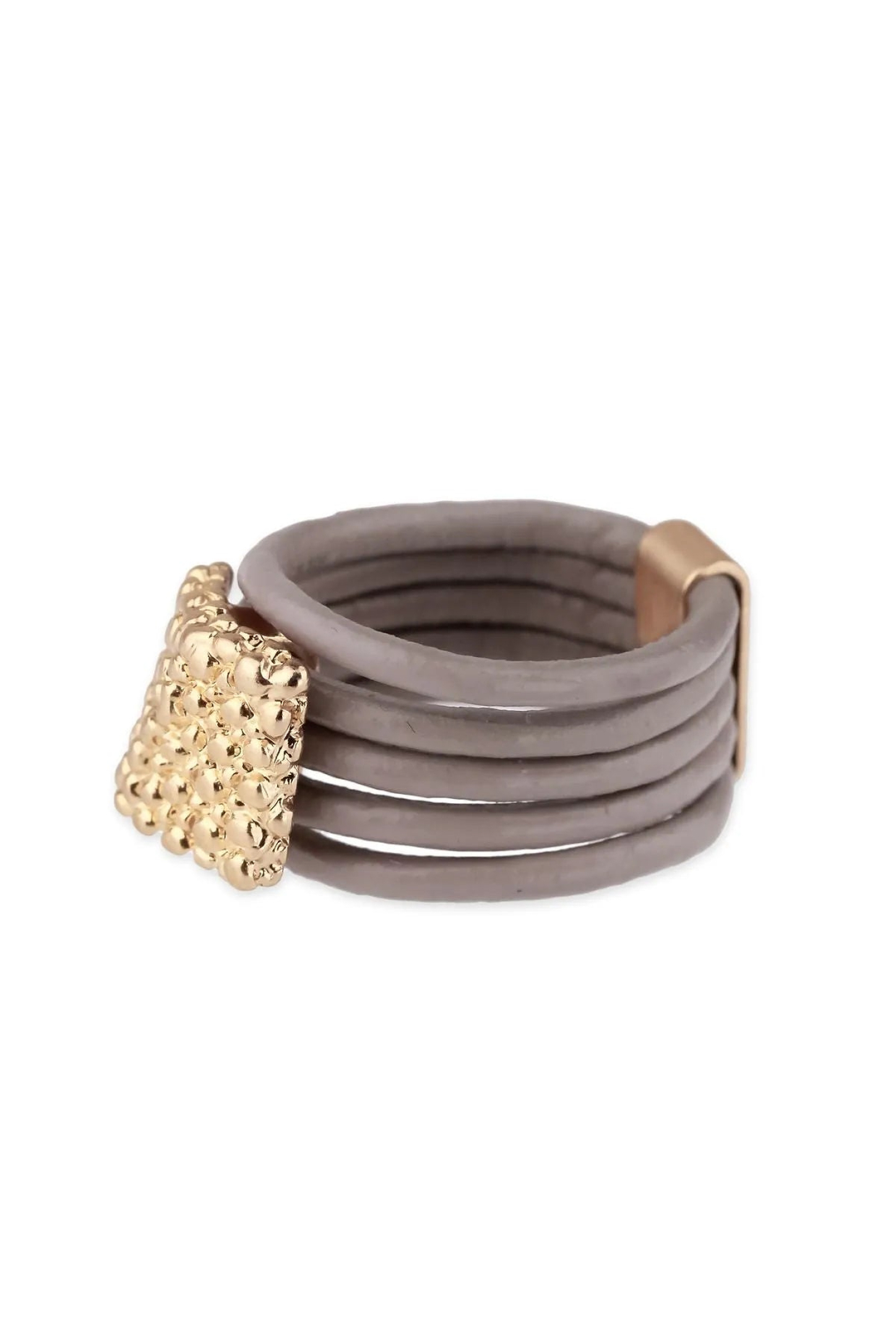 Caviar Leather Ring Gray