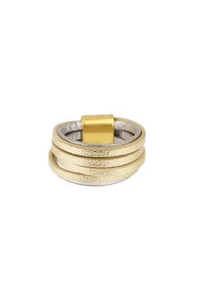 Two Tone Metallic Ring Gold