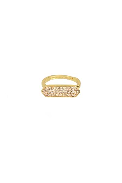 Crystal Bar Gold Plated Ring Gold