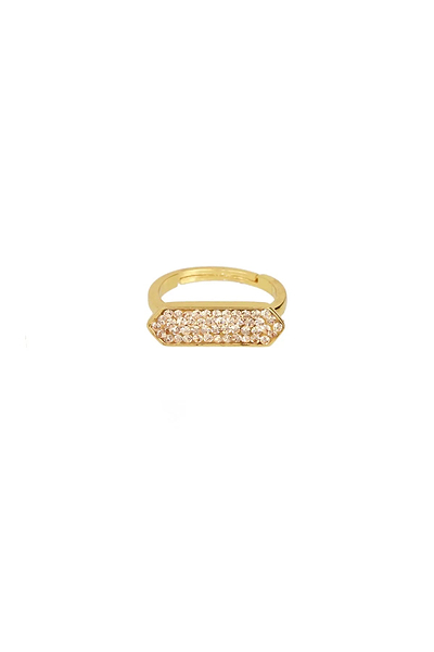 Crystal Bar Gold Plated Ring Gold
