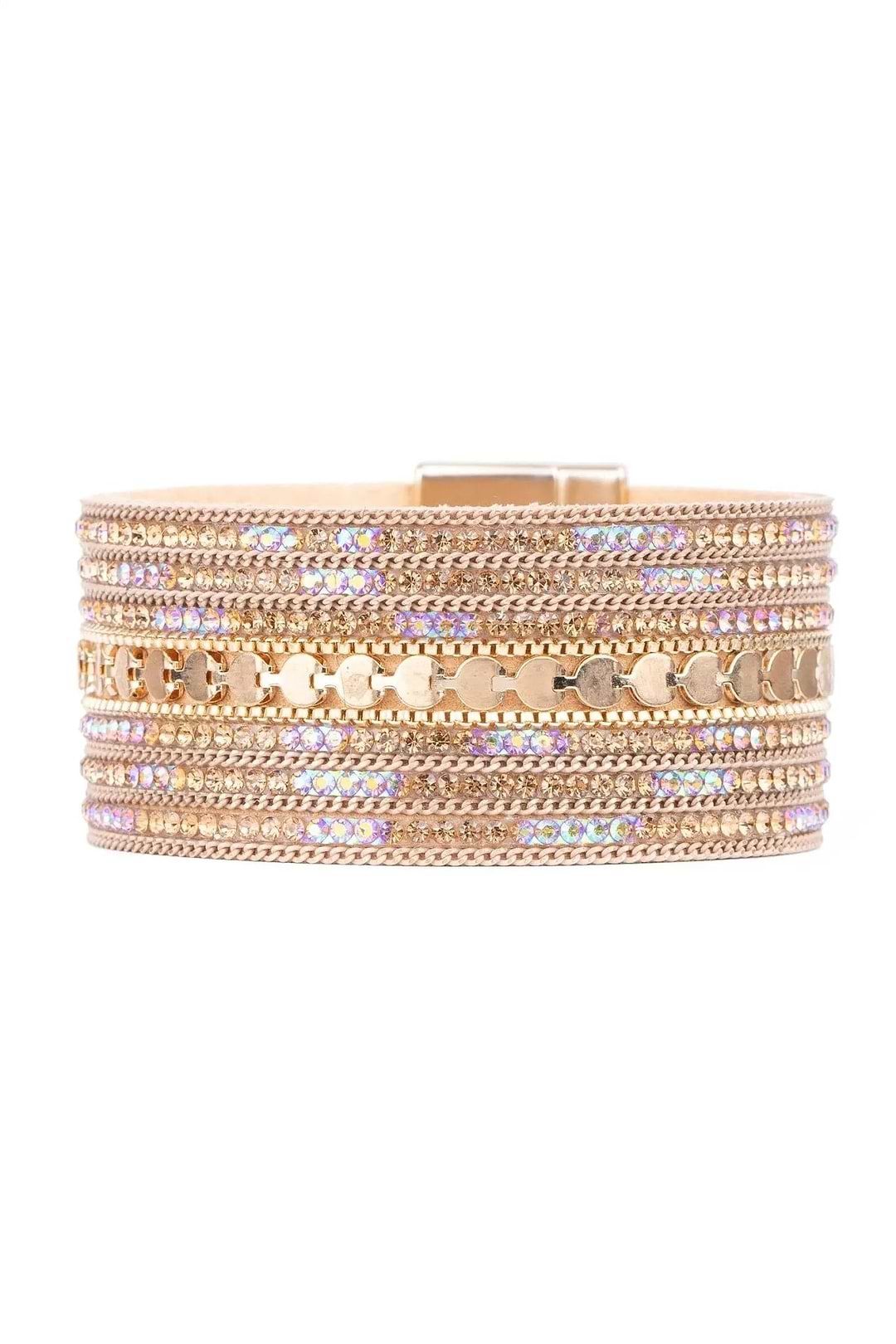 Faux Suede Glistening Gold Bracelet Gold