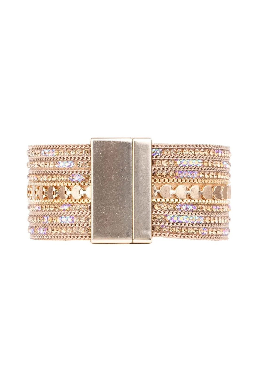 Faux Suede Glistening Gold Bracelet Gold