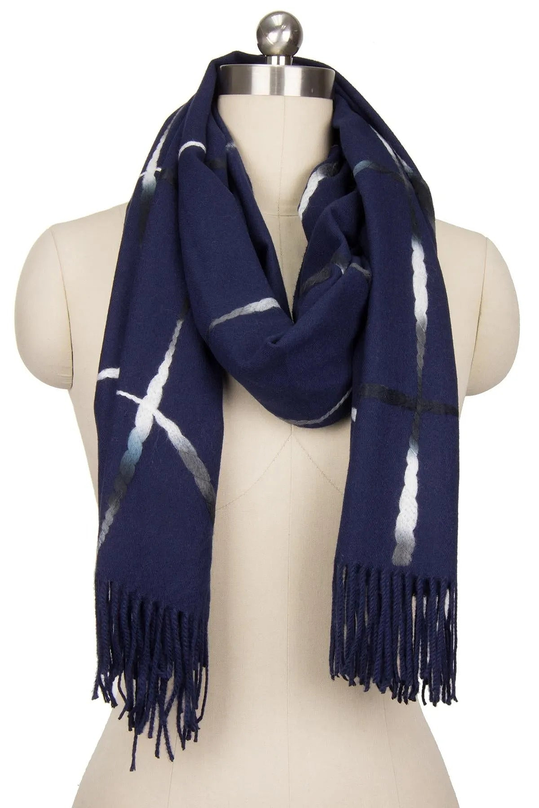 Window Fringed Scarf Dark Slate Blue