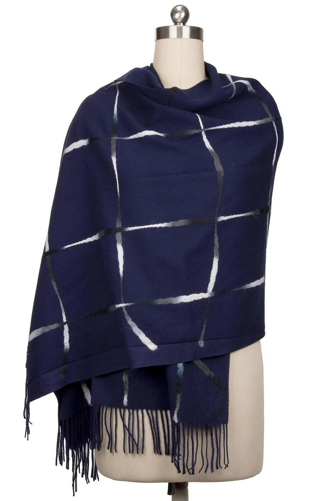 Window Fringed Scarf Dark Slate Blue