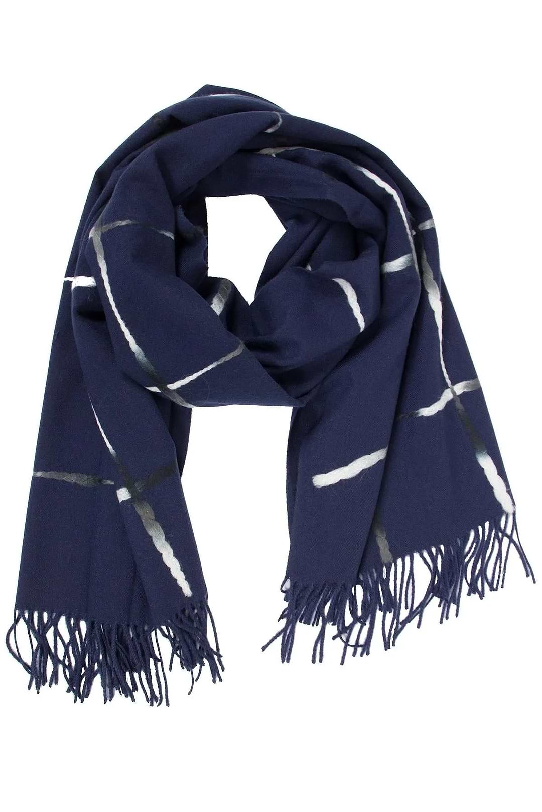 Window Fringed Scarf Dark Slate Blue