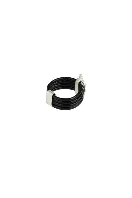 Leaf Cord Ring Black