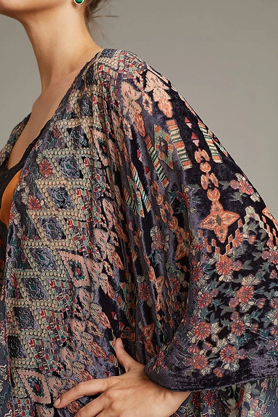 Velvet Geo Assorted Kimono - SAACHI - BLACK COMBO / One Size — Fits All - Kimonos