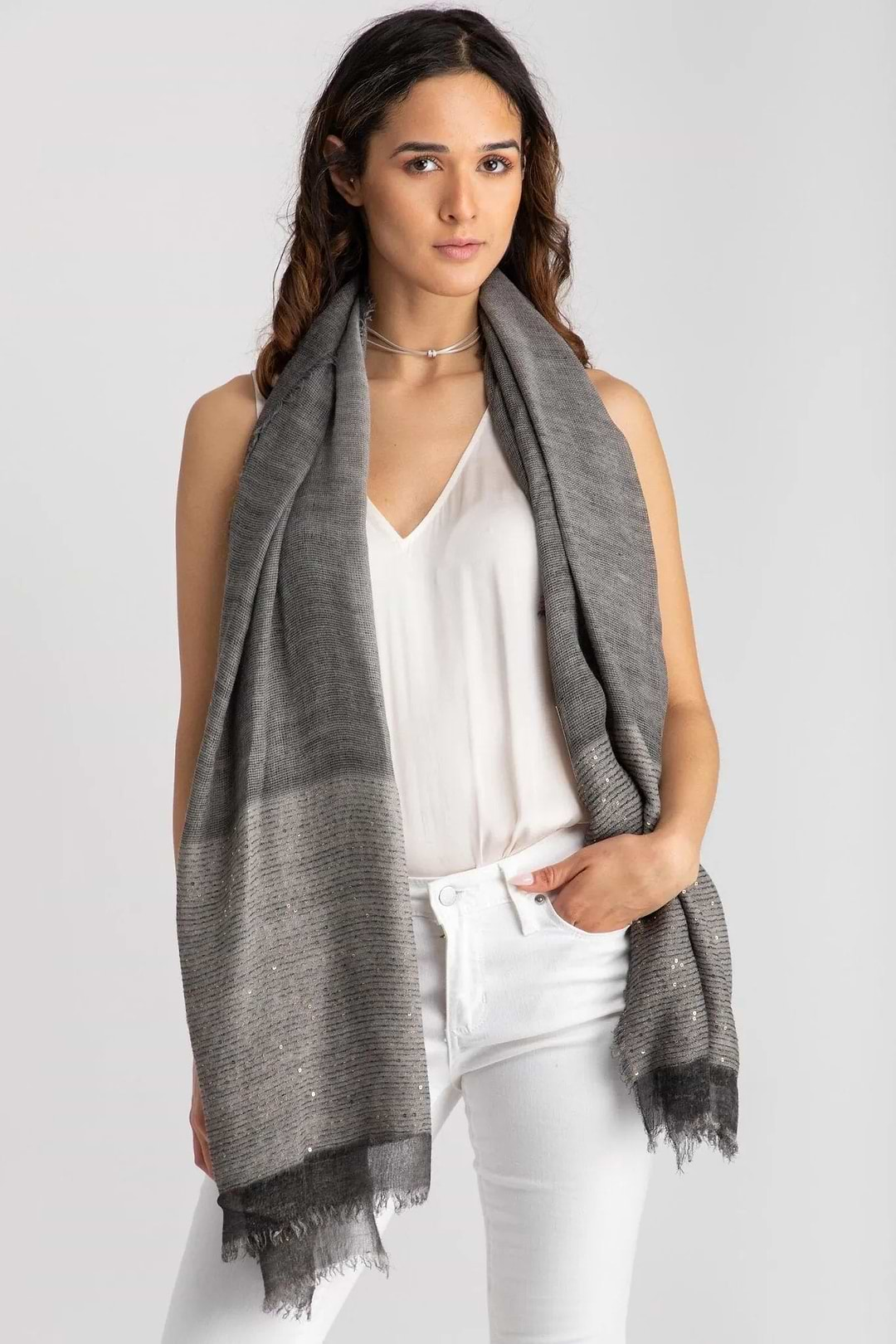 Lenox Shimmering Scarf Dark Gray