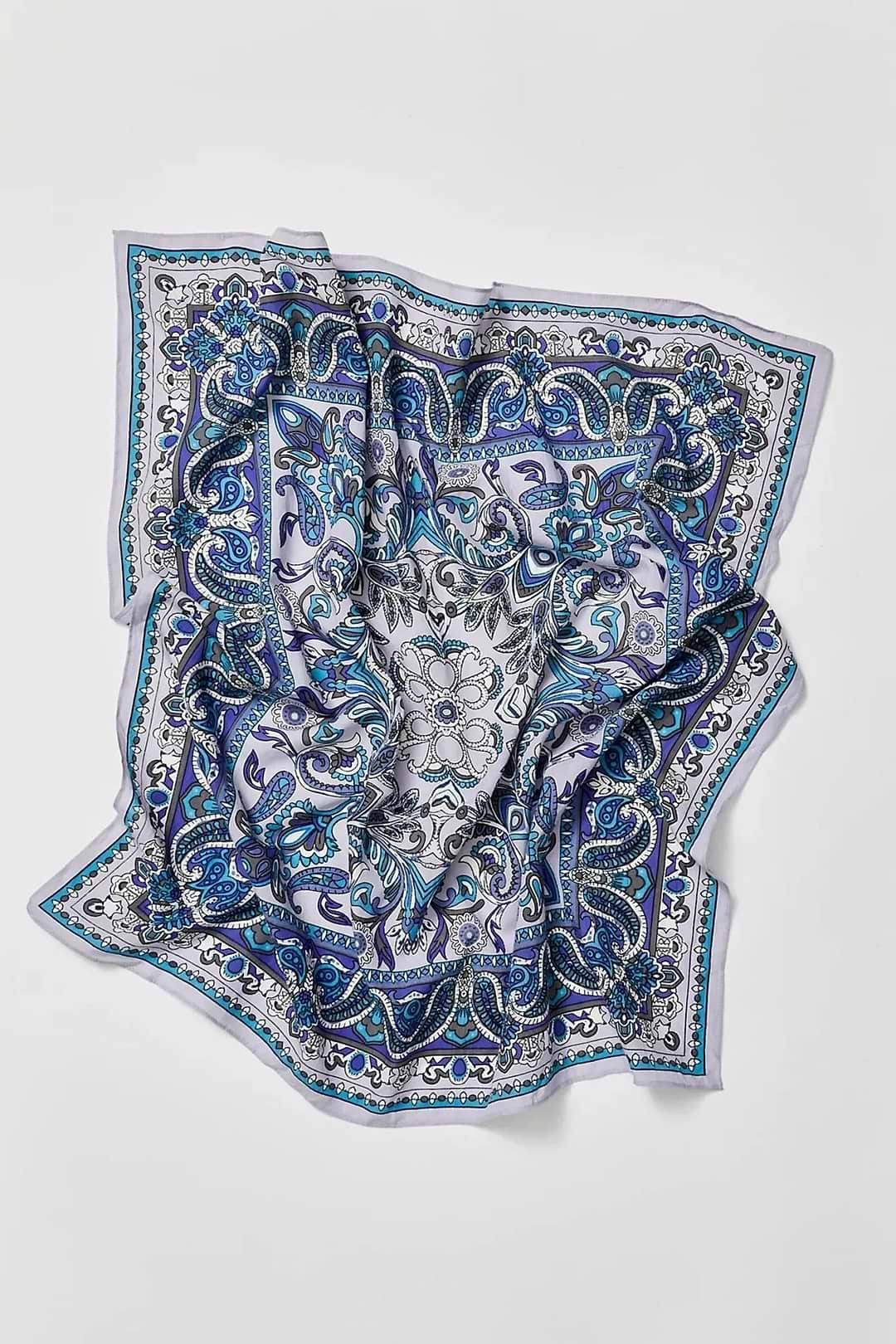 Paisley Motif Bandana Slate Blue