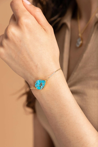 Mojave Pear Shape Gemstone Adjustable Bracelet Aqua