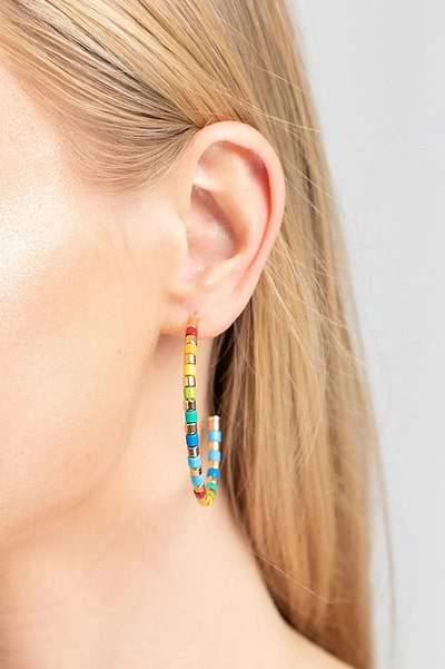 Golden Rainbow Hoop Earrings - SAACHI