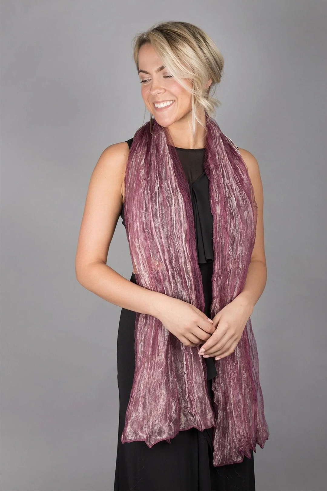 Kalia Sheer Silk Scarf Plum