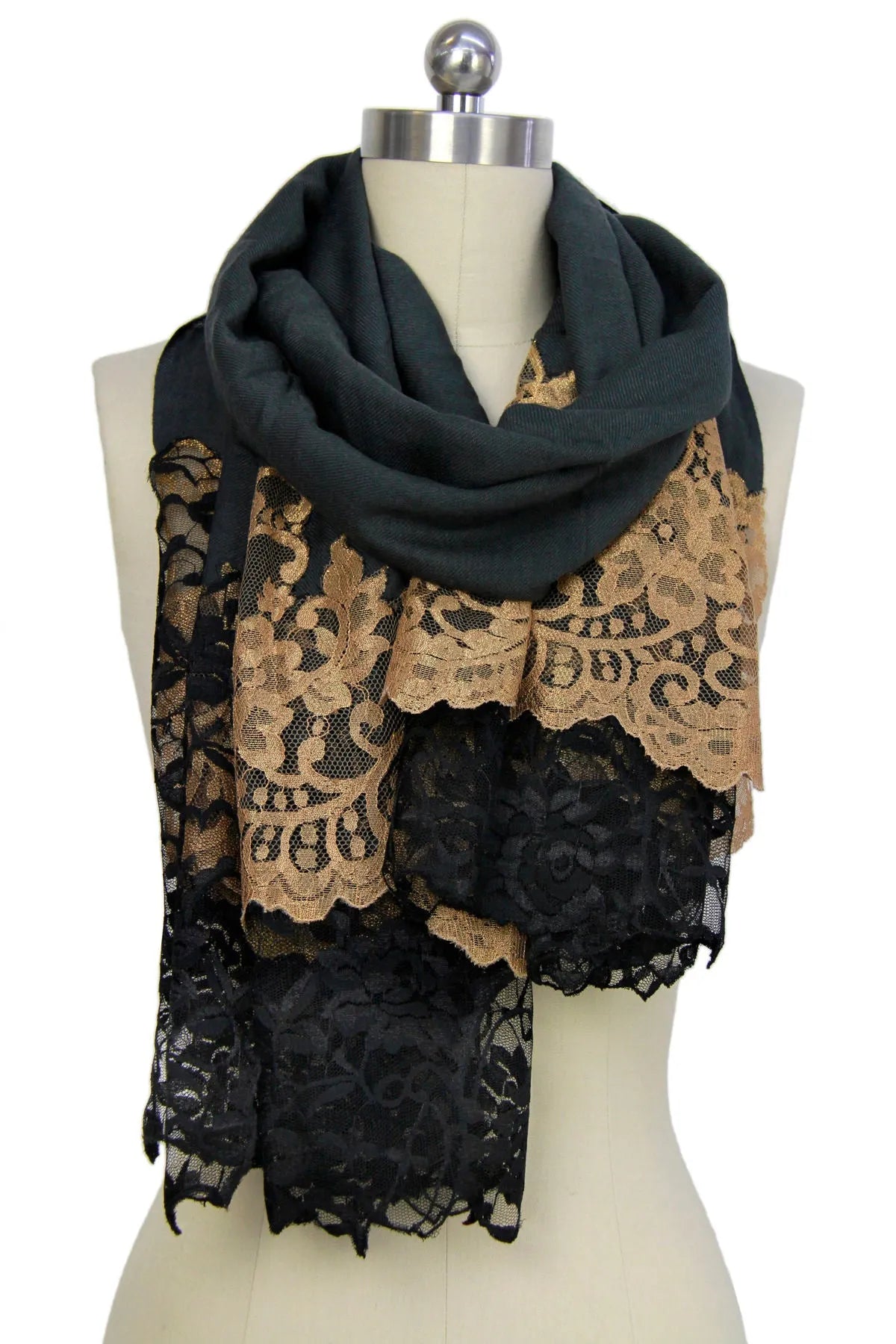 Gunmetal Gold Scarf Gray