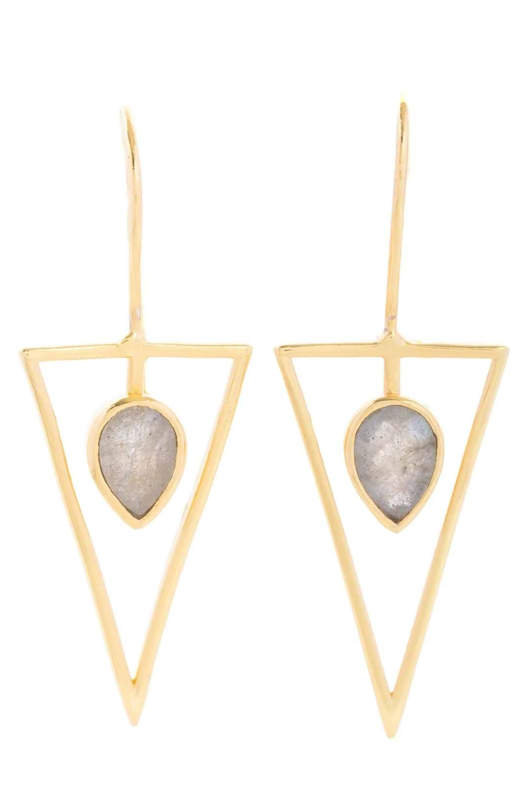 Minimalist Gemstone Drop Earring Light Gray