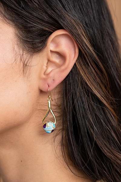 Turquoise Mojave Dangle Earrings Gold