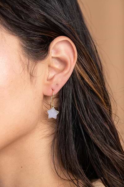 Star Charm Drop Star Shaped Druzy Earrings Thistle