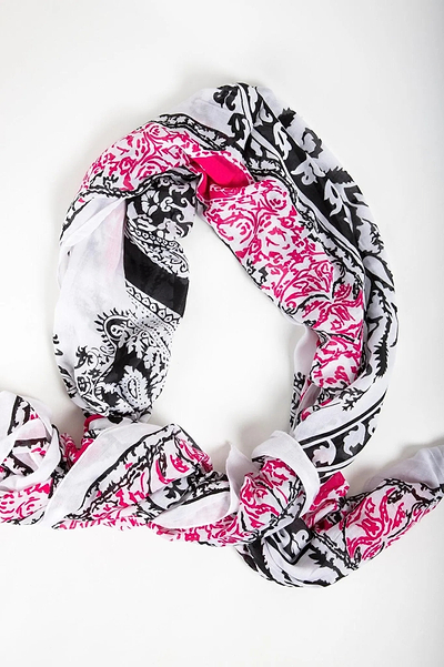 Heather Abstract Pattern Scarf White