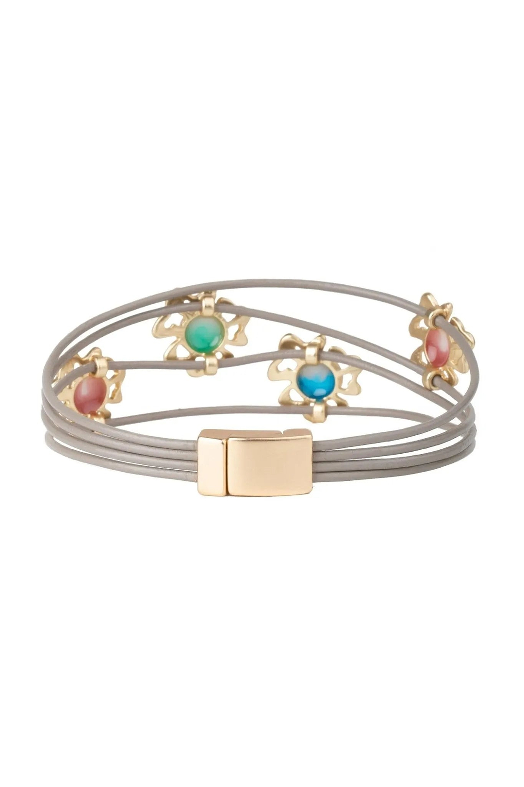 Mystique Floral Leather Bracelet Light Brown