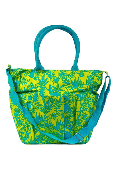 Yellow and Turquoise Coral Weekender Bag Dark Turquoise