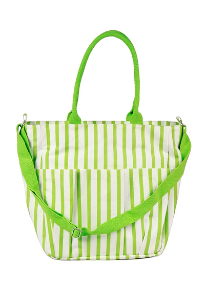 Green And White Striped bag - SAACHI