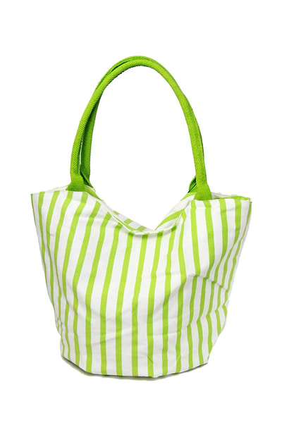 Green White Striped Bag Spring Green