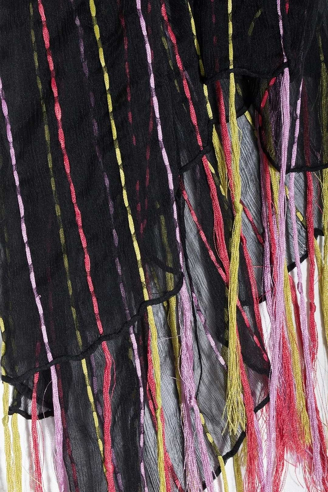 Rio Silk Scarf with Tassel Black