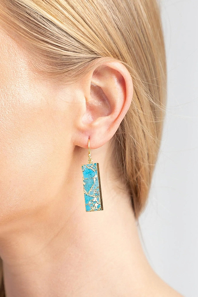 Mojave Rectangle Gemstone Earrings Turquoise
