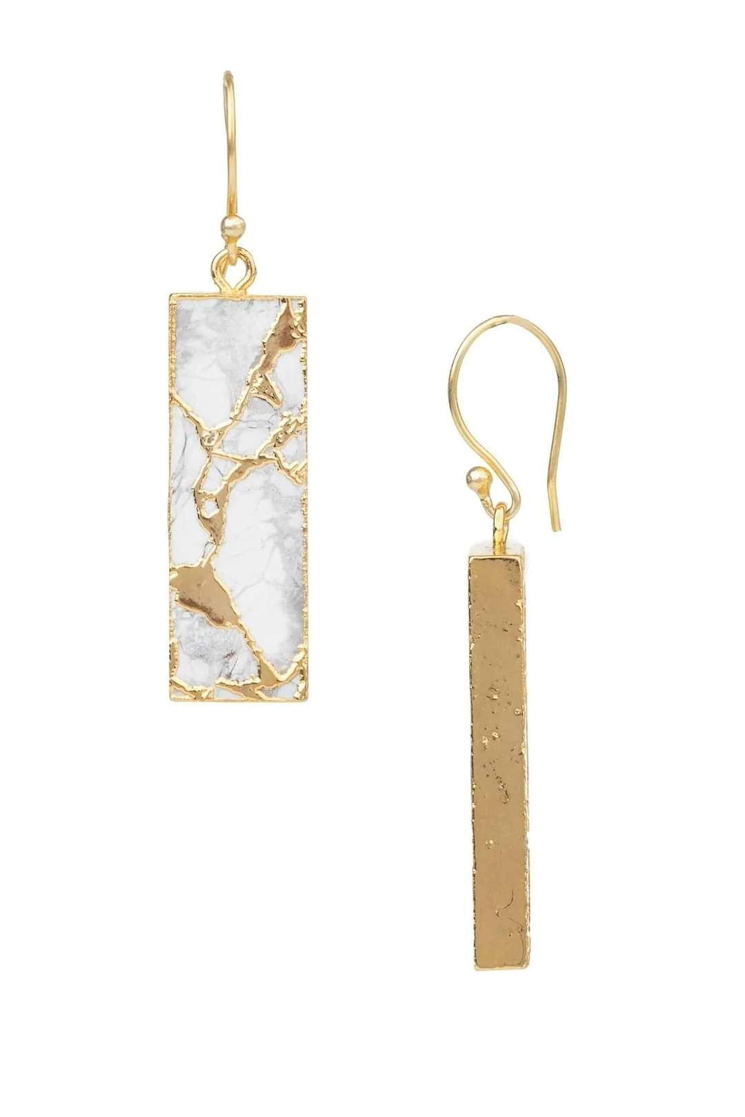 Mojave Rectangle Gemstone Earrings White