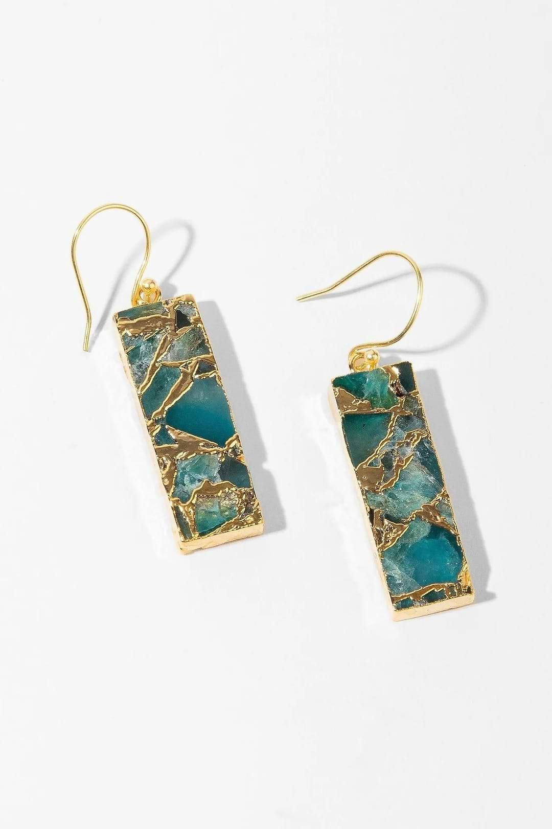 Mojave Rectangle Gemstone Earrings Dark Cyan