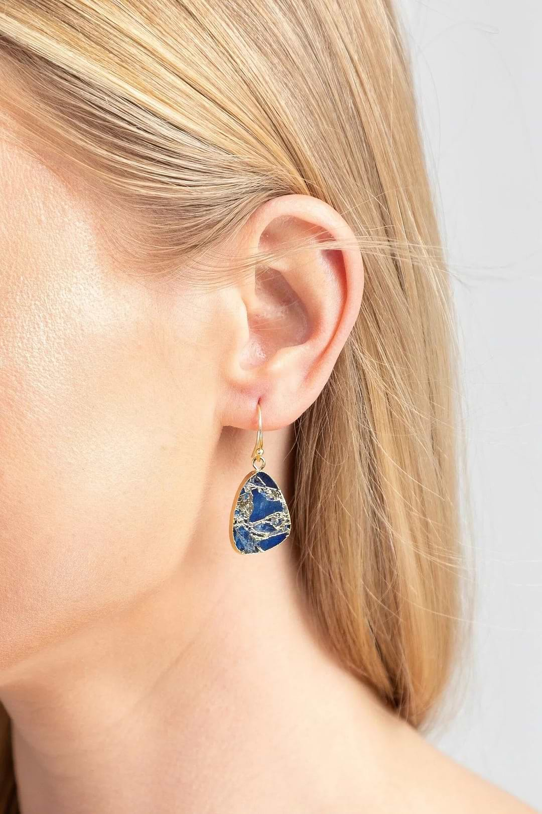 Mojave Triangle Mixed Gemstone Earring Navy