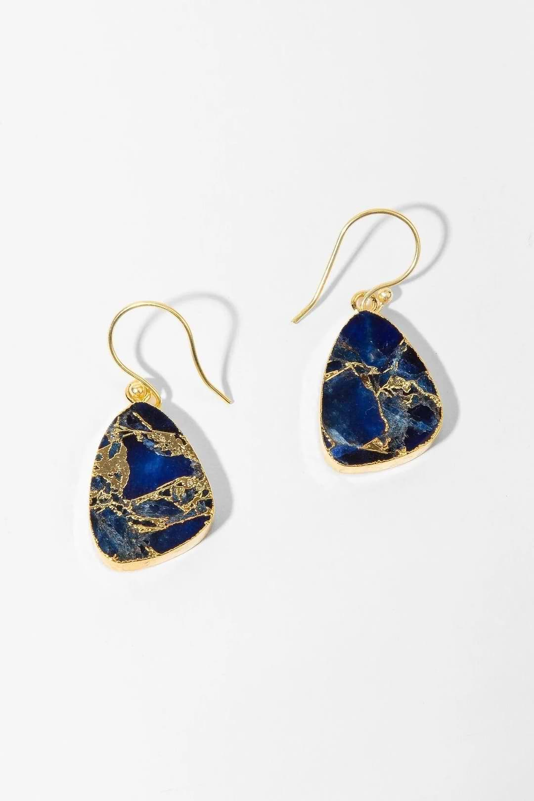 Mojave Triangle Mixed Gemstone Earring Navy