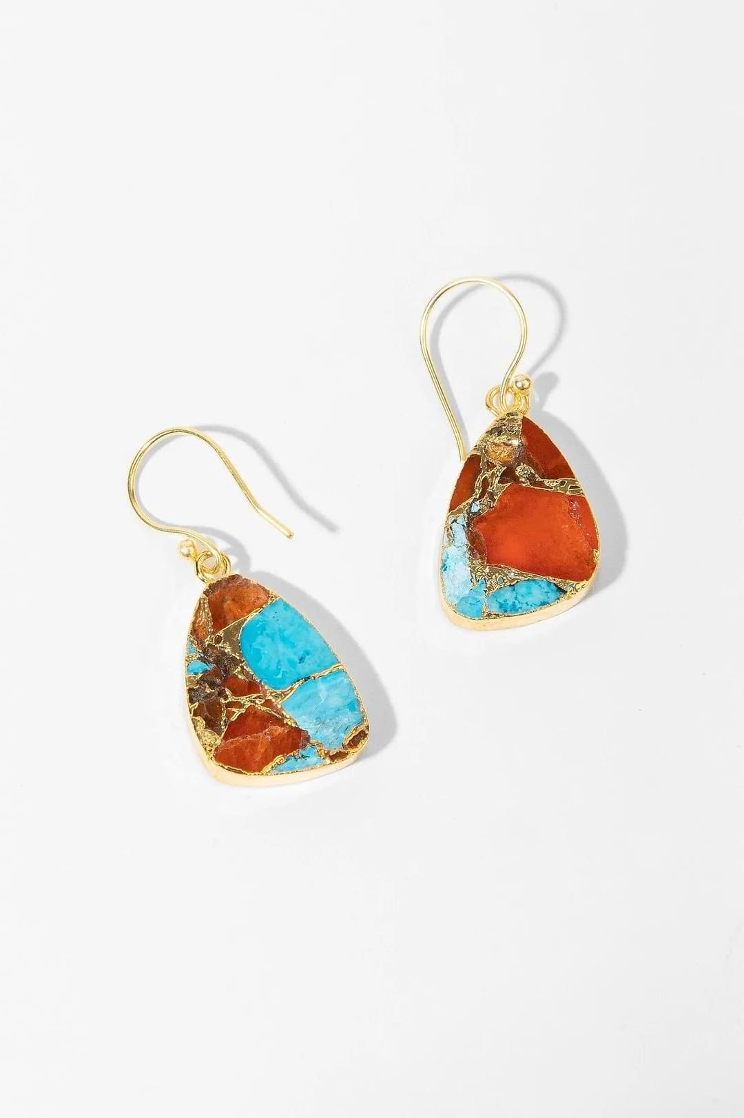 Mojave Triangle Mixed Gemstone Earring Orange Red